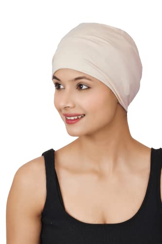 Image of The Headscarves Women Silky Soft Bamboo Viscose Sleep Cap for Hair Loss Chemo Headwear Skull Cap Free Size (Multicolor) (HS3 Multicolor)