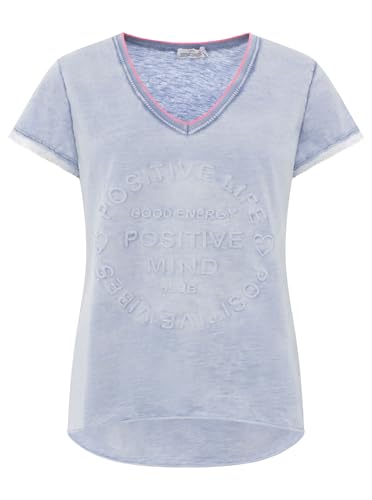 Zwillingsherz Shirt Positiv für Damen Frauen Mädchen - Hochwertiges 100% Baumwolle Oberteil kuschelig weich Sommer Kurzarm Hemd Tail Top V-Ausschnitt Neon Kante Fransen Ärmel