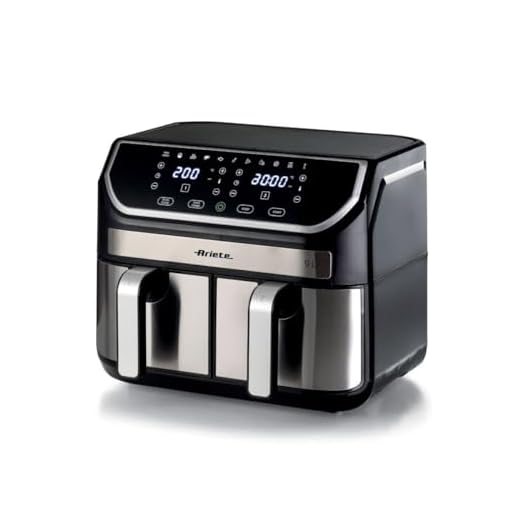 Ariete 4625 - Fritadeira Air Fryer Dual 9L - 11 programas predefinidos, cesto duplo, tecnologia Rapid Air, temperatura de 80 ° C-200 ° C - 110V