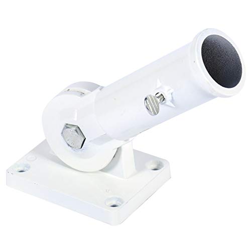 Nikou Flag Pole Holder - Adjustable Flag Pole Bracket Heavy Duty Wall Mount Flag Pole Holders White Metal Flag Pole Windsock Base with Screws