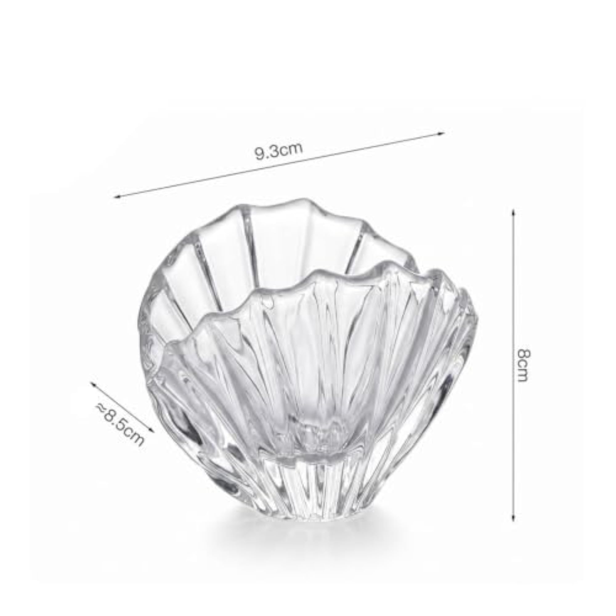 Clear Shell Candle Holder, Fluted Glass Design
