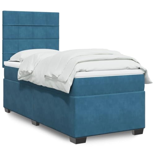 Vetnasa Cama Box Spring con colchón tercio Azul 90x190 cm Mobiliario, Camas y Accesorios, Camas y somieres Azul 63,95 KG