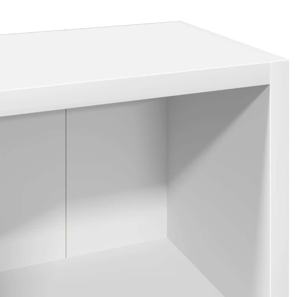 Scaffali per CD, 2 pezzi, bianco, 21 x 16 x 93,5 cm, in legno con 5 scomparti per CD, DVD, Blu-ray, spazio moderno per soggiorno, ufficio
