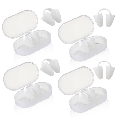 4 Pcs Nose Plugs for Swimming Silicone Waterproof Swim Nose Plugs Swimming Nose Clips with Storage Bag for Adults Kids Beginners, Ensure Comfort and Safety in Pool