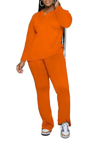 PINSV Womens 2 Piece Outfits Casual Sets Long Sleeve Top and Flare Pants Lounge Sets Tracksuit3