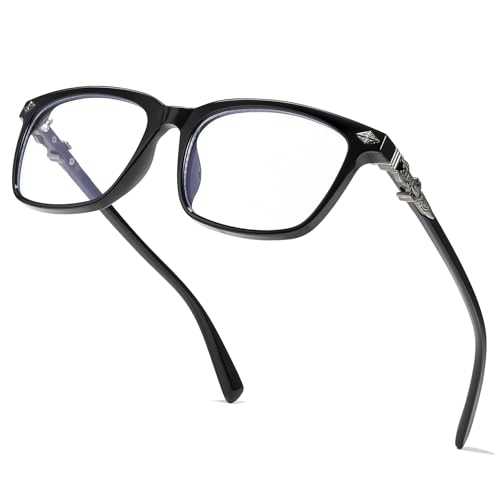 HIGLASS Retro Square Glasses for Men & Women Vintage Blue Light Blocking Glasses with Metal Decor Temple TB2635