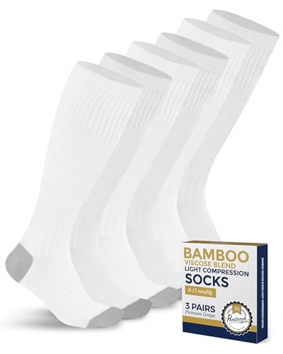Image of Pembrook Bamboo Viscose Light Compression Socks - 3 Pairs | 8-15 mmhg Compression Socks | Knee High Comfort Support Socks