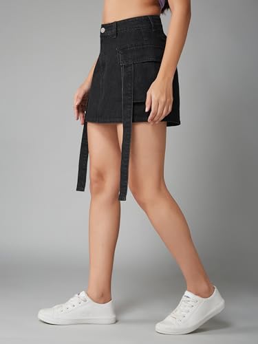 Image of Dolce Crudo Women's Flared High-Rise Stretchable Denim Maxi Skirt