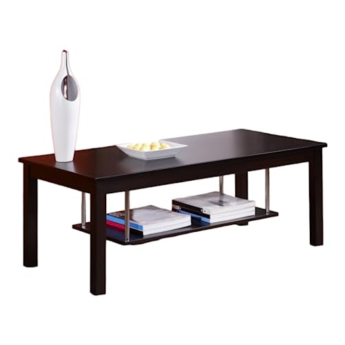Mesa de Centro con revistero Madera de Haya - Color wengue - Medidas: 120x60x45,5 cm