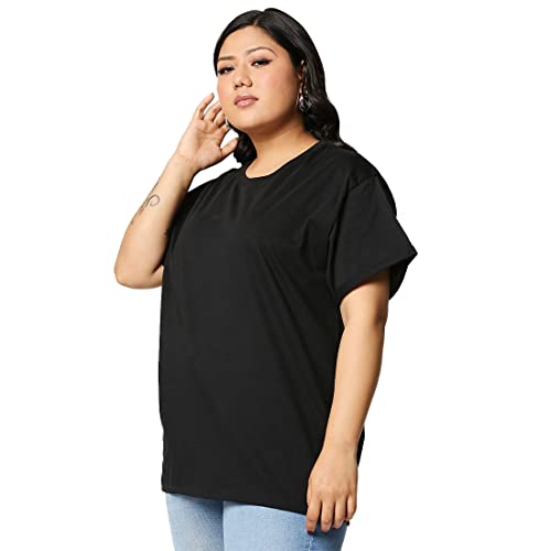 Image of Bewakoof Women Cotton Solid Loose Fit T-Shirt