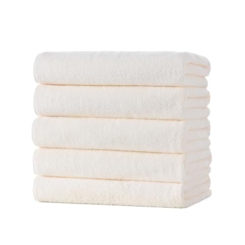 バスタオル マイクロファイバー タオル 大判 5枚セット 約60×120cm 吸水 速乾 ふわふわ 肌触り 抗菌防臭 (ホワイト)