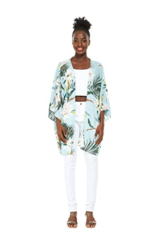 Matchable Couple Hawaiian Luau Shirt or Kimono in Wispy Cereus Black2