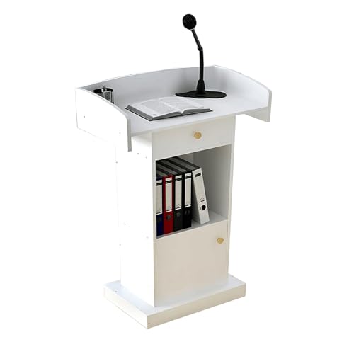 Moderno atril de MDF con estante abierto y almacenamiento, púlpito portátil para iglesias, eventos y presentaciones, diseño elegante y versátil para cualquier ocasión