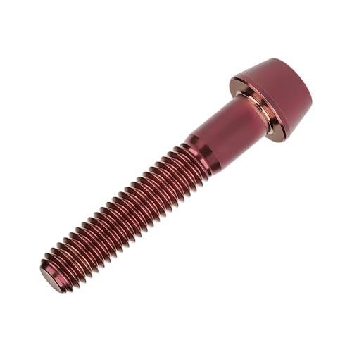 Image of Titanium Ti Bolt M5x9 16 18 20 25 30 35 40 45 50 55 60mm Tapered Head Screws Pack of 4 (M5x30mm, Burgundy)