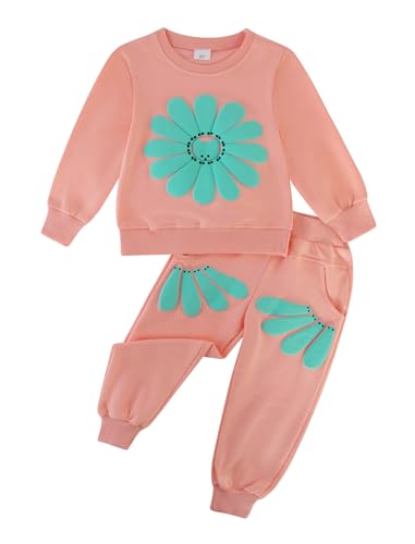 Image of Toddler Baby Boy Girl Clothes with Pockets 2PC Long Sleeve Pullover Sweatshirt and Pants Infant Fall Winter Outfit