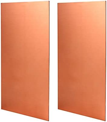 QWORK® 2 Pack 99.9% Pure Copper Metal Sheet Plate, 1mm Thick Processable Copper Plates for DIY Project, Maintenance, Production (200 mm x 100 mm x 1 mm)
