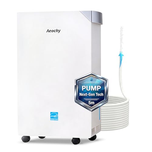 4500 Sq.Ft Energy Star Most Efficient 2025 Dehumidifier with Pump, AEOCKY Max 80 Pint/Day Smart Compressor Dehumidifier with Drain Hose, Intelligent Humidistat,for Basement,Bedroom,Home (White)