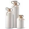 3pcs ceramic vases rustic decorative flower vases set for modern farmhouse decoration living room centerpieces and events table bookshelf mantel and entryway decor white  urban country home decor
