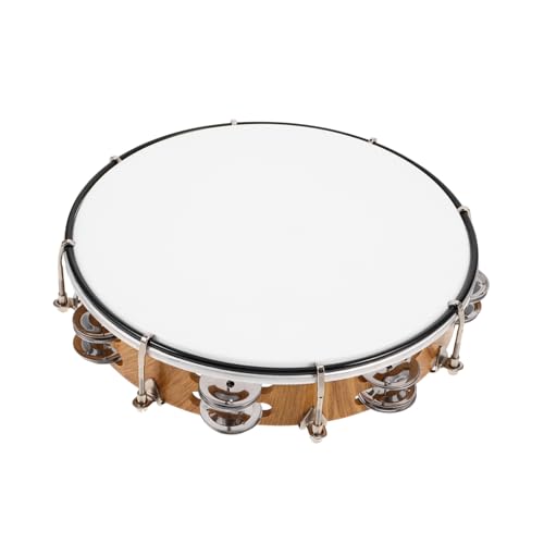 NULYLU 10-inch Colorful Hand Drum Tambourine Tunable Bells Boys and Girls Beginner Percussion Instrument for Music Practice