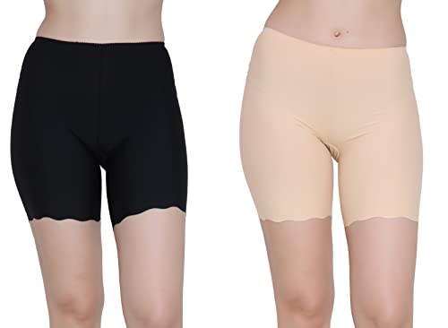 Image of GLAMORAS Women Nylon Spandex High Waist Stretchable Skin Fit Shorties Seamless Under Skirt Cycling Biker Bicycle Shorts