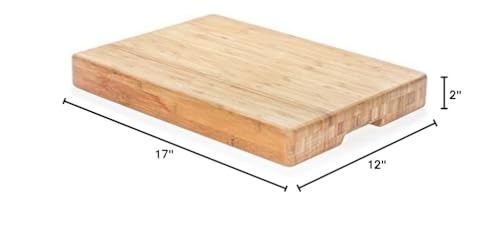 Heim Concept tabla de cortar rectangular de madera de bambú con asas 43.18 cm x 30.48 cm x 5.08 cm miniatura 5