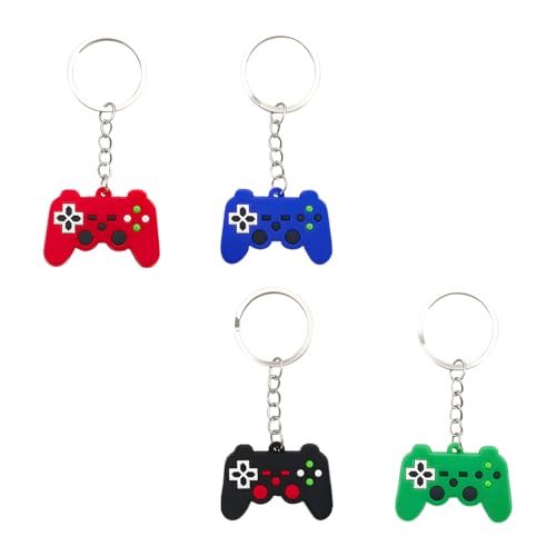 SHMZK 4PCS Video Game Controller Keychains, Mini Games Handle Keychain Pendant Favors, Games Controller Handle Key Ring Gift Charm for Women Men