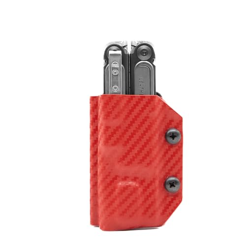Clip & Carry Kydex Multitool Sheath for The LEATHERMAN Arc - Made in USA - Multi Tool Holder Holster - Carbon Fiber Red