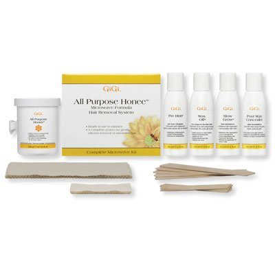 Gigi Professional Hair Removal Combo Kit, Includes Wax Warmer, With Temperature Control Knob, And See-Through Cover, And On/Off Indicator, With 14 Oz. All Natural Creme Wax Hair Remover, And Natural Muslin & Spatula Combo With Bonus Free Microwave Hair Waxing Kit #TOP4