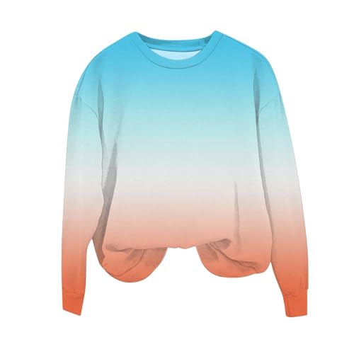 DDAPJ pyju Girls Casual Long Sleeve Sweatshirt Gradient Color Crew Neck Cute Pullover Loose Fit Workout Tops 1-12 Years4