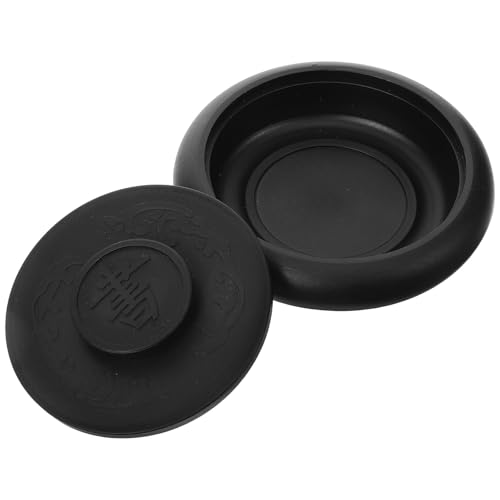 Alipis Tintero de Tinta para Caligrafía de 4 Pulgadas, Piedra de Entintar Plástica Cubierta, Molido para Principiantes, Herramienta Portátil para Escritura y Pintura de Caligrafía