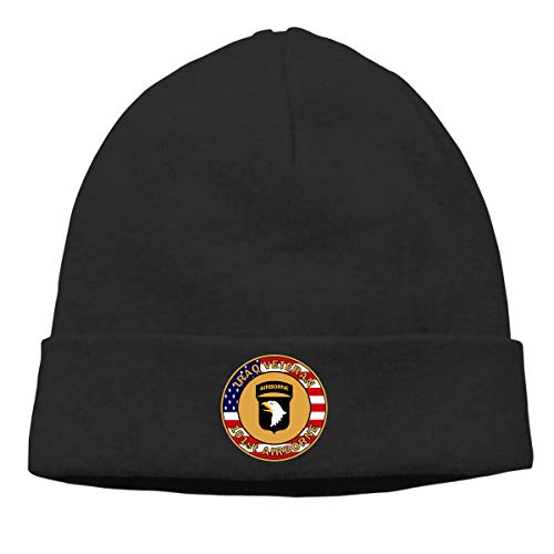 101st Airborne Iraq Veteran with USA Flag Toboggan Cap,Beanie Cap&Hip-hop Cap&Set Head Cap&Skull Cap Black
