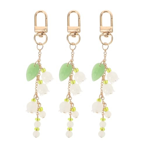 Happyyami 3piezas Llavero De Lirio Valles Floral para Coche Accesorio De Llaves para Mujer Decoración De Bolso para Niña