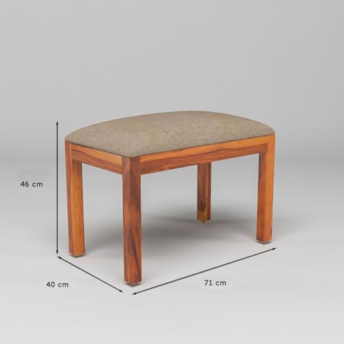 Image of Solid Sheesham Wood 3 Chair with 1 Bench Dining Table Set with Cushioned Chairs for Dining Room | Living Room | Home & Office | Hotels (4 Seater with Bench, Honey)