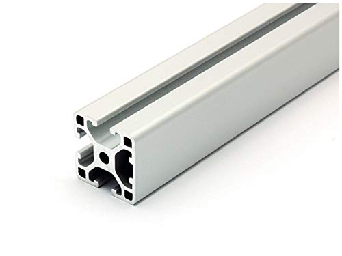 Perfil de aluminio de diseño 40 x 40 L, 1 ranura oculta, tipo I, ranura 8 (ligera), anodizado en plata, perfil de aluminio 40 x 40, perfil de sistema 40 x 40, 3000 mm