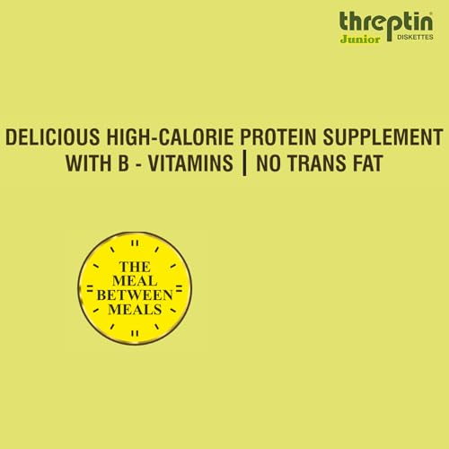 THREPTIN Junior-Protein Diskettes| Healthy Snacks For Kids - 250 Gram, Casein Protein Diskette With Calcium, Essential Vitamins, Minerals, Shankhpushpi And Brahmi-(No Maida)- Kesar Pista|100% Veg