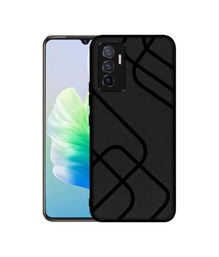 Image of Zig-Zag Black Line Design Premium 2D Printed Metal Back Case Cover for Vivo V23E 5G / Y75 4G