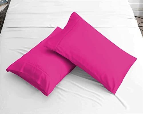 Day Care® - Luxurious Cotton Satin Pillow Covers 20x40 Set of 2 | Premium 100% Egyptian Cotton Soft Hypoallgernic & Breathable 400TC Pillow Covers | Hot Pink