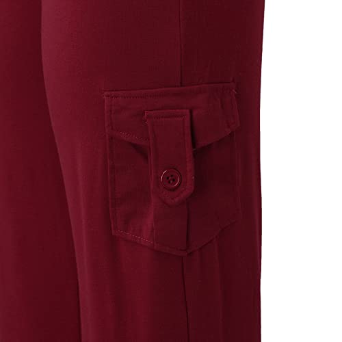 Senyentie Calças femininas cintura elástica casual cargo calças jogger calças de ioga bolsos calças
