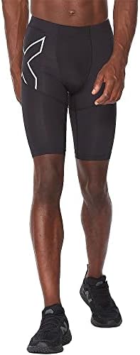 2XU Mens Aero Vent Compression Shorts for Running to Reduce Overheating, Black/Silver Reflective, Large