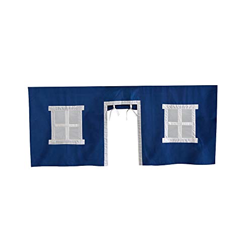 Max & Lily Underbed Privacy Curtain for Low Bunk/Loft Bed, 2 Panel Play Curtain Set - Hot Blue/White Cotton