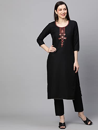 GoSriKi Women's Cotton Blend Straight Printed Kurta with Pant & Dupatta (Authentic-GS)