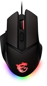 MSI CLUTCH GM20 ELITE Gaming-Maus - 6.400 DPI Optischer Sensor, rechtshändig, 20Mio+ Click OMRON-Switches, 6 Tasten, einstellbares Gewichtssystem, 1ms Latenz, RGB Mystic Light, 98-109g - kabelgebunden