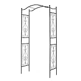 SCENDOR GARDEN Gartenbogen Pergola Rankhilfe für den Außenbereich 112x45x234 cm, Rankgitter Pflanzenstütze aus Metall, langlebiges Eisen für Kletterpflanzen mit dekorativem Drahtgeflecht - Schwarz