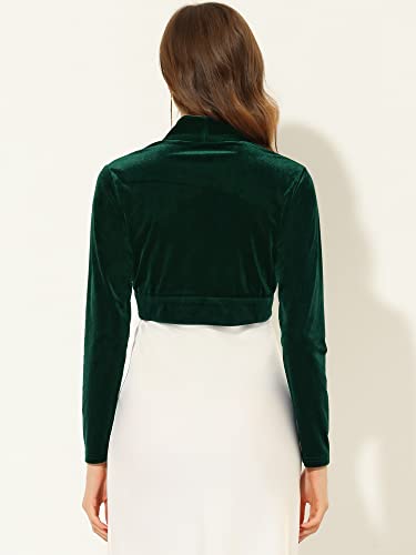 Image of Allegra K Women's Long Sleeve Velvet Shrug Cocktail Party Open Front Cropped Bolero Cardigan Top