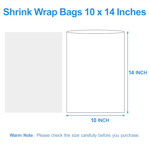 Image of Heat Shrink Wrap Bags 100Pcs 10x14 Inches Professional Grade POF Heat Shrink Wrap is Used to Store Wrap Embellished, Gift Baskets, Shoes, Jars, Industrial Grade PVC Shrink Wrap Bags Transparent