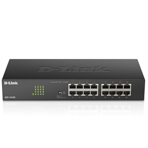 D-Link DGS-1016D Switch 16 Ports Gigabit Metallique 10/100/1000mbps - Idéal Partage de Connexion et Mise en Réseau Small/Home Office