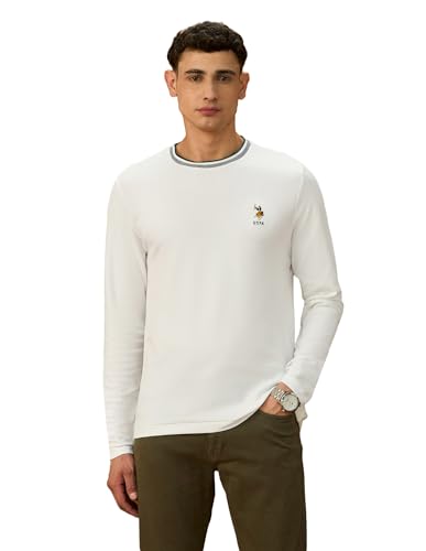 Image of U.S.Polo Association Men's Solid Varsity Theatre T-Shirt (USTSH3194 Off White L)