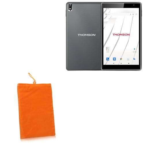 BoxWave Case Compatible with Thomson 4G Tablet (8 in) - Velvet Pouch, Soft Velour Fabric Bag Sleeve with Drawstring - Bold Orange