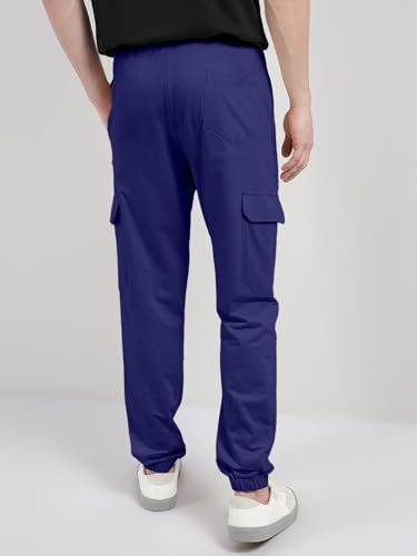 Image of Veirdo 100% Pure Cotton Regular Fit Mid Rise Trackpants with Side Pocket for Men & Boys