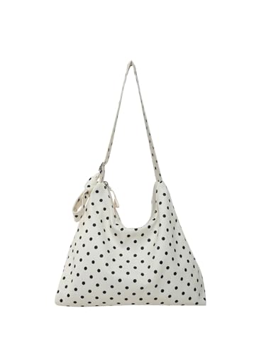 MakeMeChic Women's Polka Dots Crossbody Bag Zipper Top Handle Bucket Bag